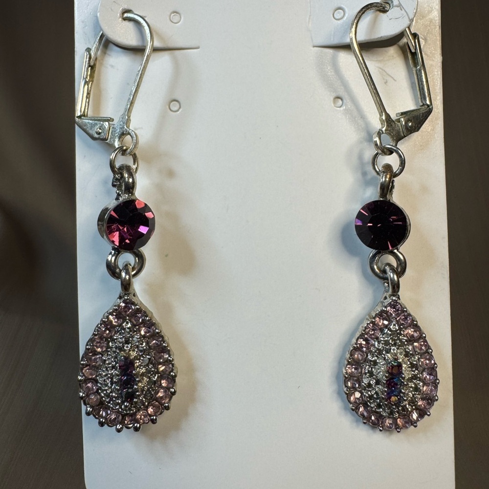 Elegant Silver and Amethyst Drop Earrings
